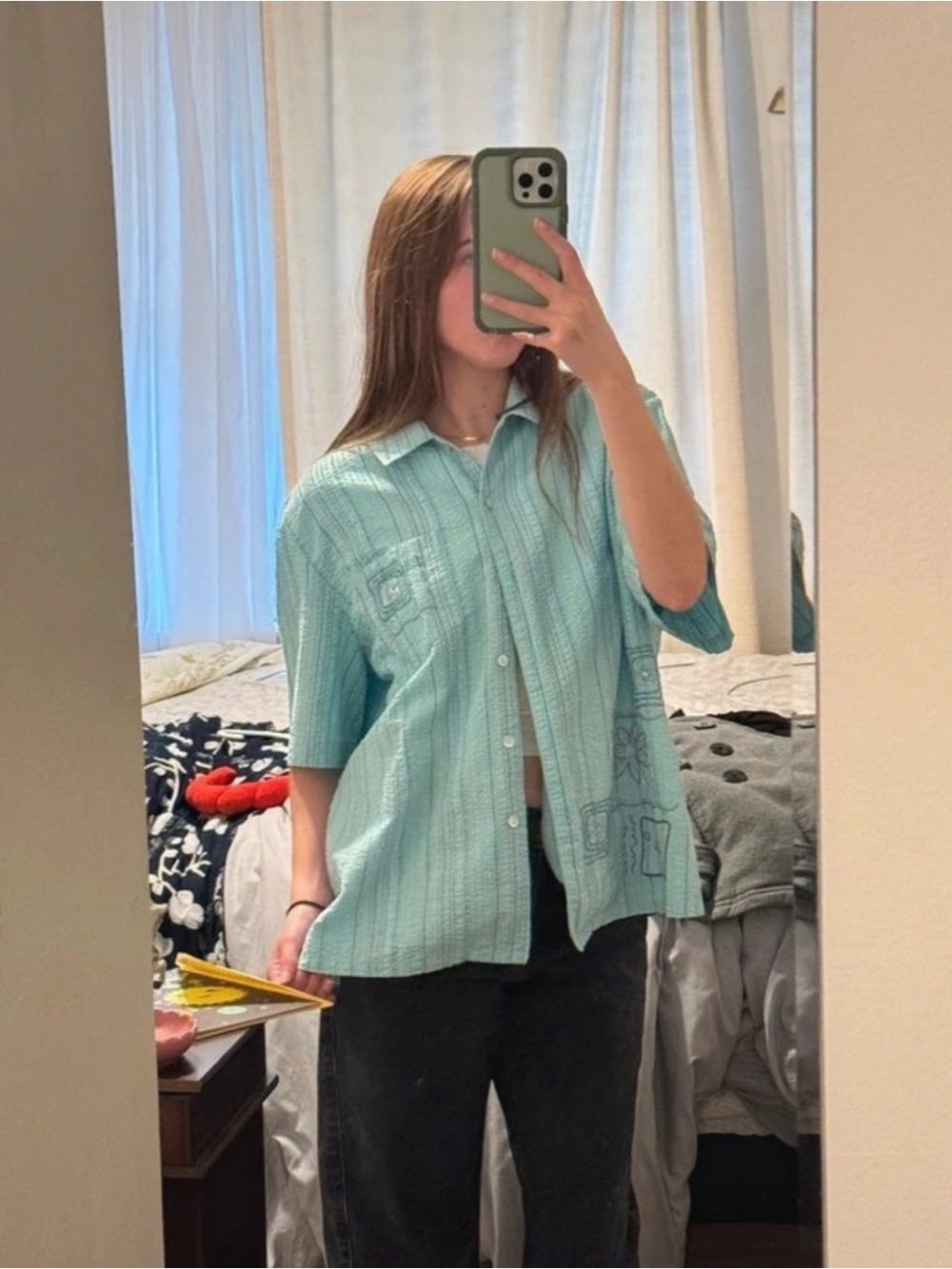 Koret Mint Green Striped Button-Up